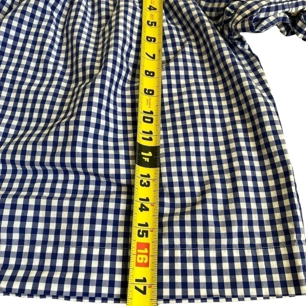 J. Crew Blue White Gingham Checkered Off The Shoulder Top Cottagecore Size 2
